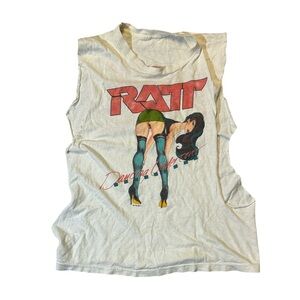 VINTAGE Ratt mens Ratt n Roll 1987 dancing undercover size small cut off t-shirt